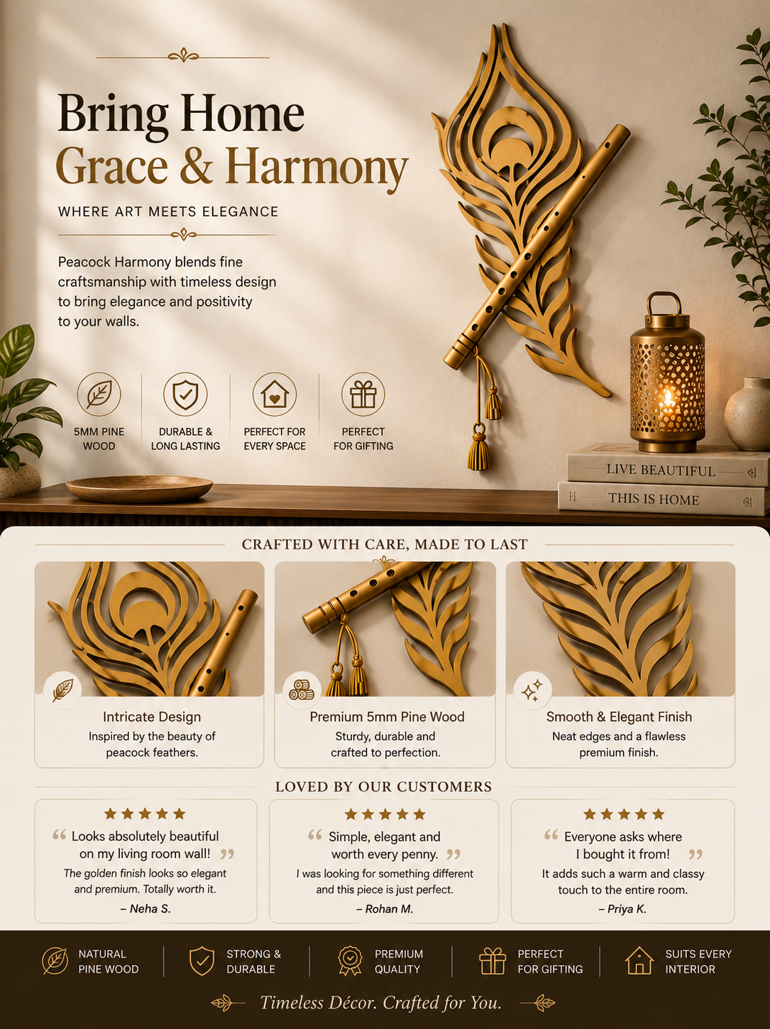 Peacock Harmony Wall Hanging